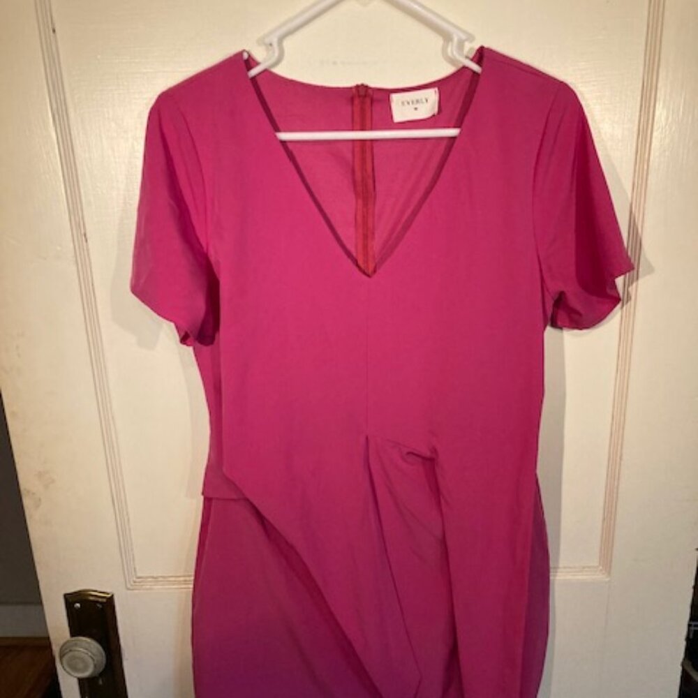 Everly Anthropologie Women's Pink V-neck Back Zipper Dress
